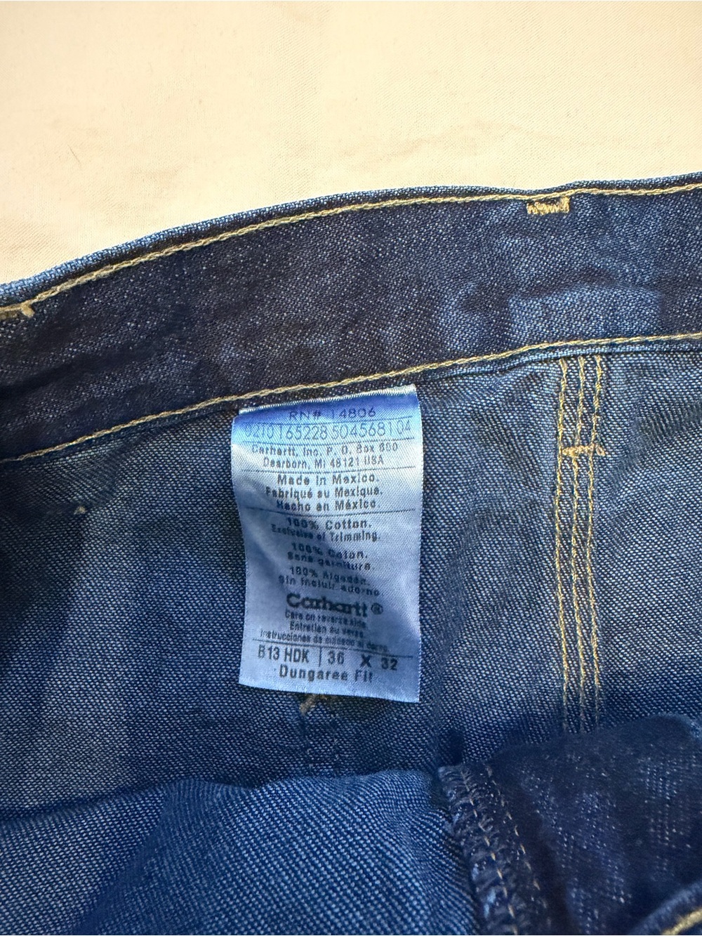 Carhartt Jeans - Dungaree Fit Straight Leg - 36x32 - Picture 4 of 4